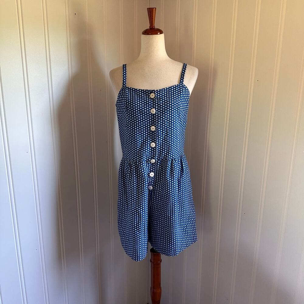 Vintage Twee Blue Floral Romper M